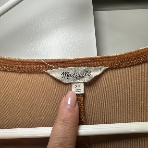 Madewell Velvet Balloon-Sleeve Dress in Burnt Sienna XS - Picture 8 of 14